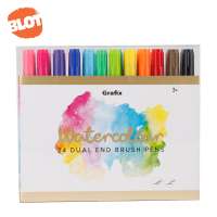 BLOT 24 Bright Colors PET Box Packing Non-toxic Art Mareker Pens Student Dual Tip Watercolor Brush pens