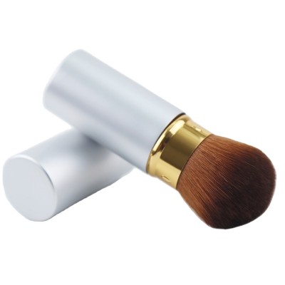 private label silver metals handle makeup brush retractable powder make up brush