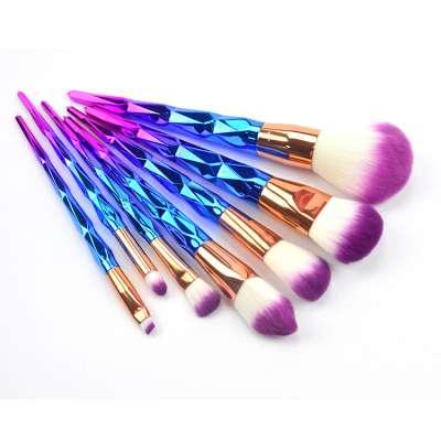 Wholesale 10pcs make up brushes private label glitter rainbow cosmetic unicorn makeup brush